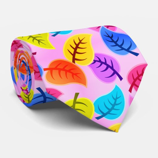 Retro-rosa Hawaiianisches Blattmuster Krawatte (Gerollt)