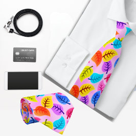 Retro-rosa Hawaiianisches Blattmuster Krawatte