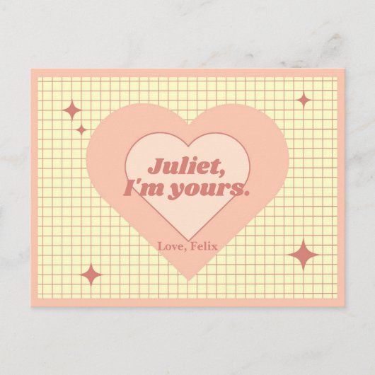 Retro-rosa Herzklopfen Vintage Valentin-Liebe Postkarte (Vorderseite)