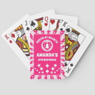 Retro Rosa Herzkönigin Geburtstag Spielkarten