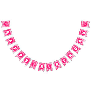 Retro Rosa Herzkönigin Geburtstag Wimpelkette