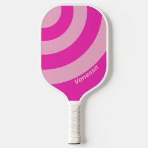 Retro Rosa Himmel Dreikreisstreifen mit Namen Pickleball Schläger