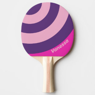 Retro Rosa Himmel Kreis Streifen mit Namen Tischtennis Schläger