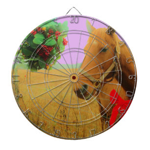 Retro rosa Himmel Weihnachts Pferd Dartscheibe