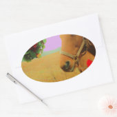 Retro Rosa Himmelskaffe Ovaler Aufkleber (Umschlag)