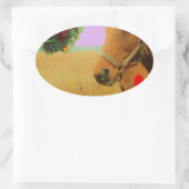 Retro Rosa Himmelskaffe Ovaler Aufkleber (Tasche)