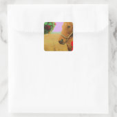 Retro Rosa Himmelskaffe Quadratischer Aufkleber (Tasche)