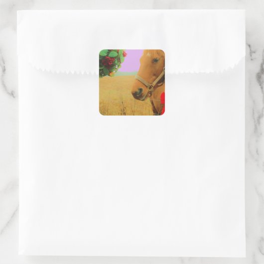 Retro Rosa Himmelskaffe Quadratischer Aufkleber (Tasche)