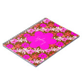 Retro Rosa Illustriertes Blumenmuster Notizblock (Linke Seite)