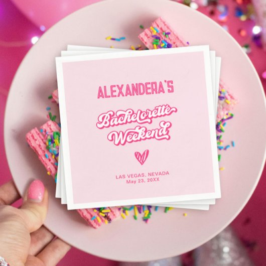 Retro-Rosa-Junggeselinnen-Abschied Serviette