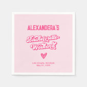 Retro-Rosa-Junggeselinnen-Abschied Serviette (Vorderseite)