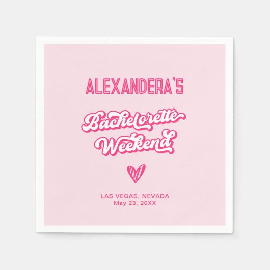 Retro-Rosa-Junggeselinnen-Abschied Serviette (Vorderseite)