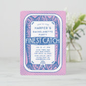 Retro Rosa Junggeselinnen-Abschied Vintag Sardine  Einladung (Stehend Vorderseite)