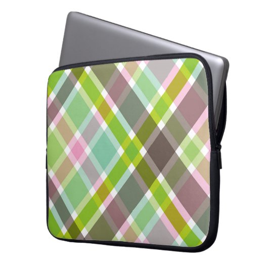 Retro Rosa Karierte Karos Muster-Chic Notebook-Sie Laptopschutzhülle (Vorderseite Links)