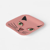 Retro Rosa Katze Pappteller (Gewinkelt)