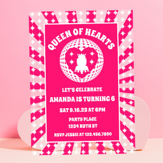 Retro Rosa Königin des Herzens Geburtstag Acryleinladungen