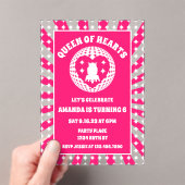 Retro Rosa Königin des Herzens Geburtstag Acryleinladungen (Insitu (Handheld))