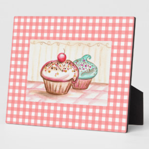 Retro-Rosa-Küchen-Cupcake-Kunst Fotoplatte
