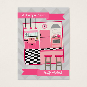 Retro rosa Küchen-Rezept-Karten