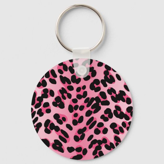 Retro rosa Leopard Print Schlüsselanhänger (Vorderseite)