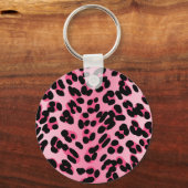 Retro rosa Leopard Print Schlüsselanhänger (Vorderseite)