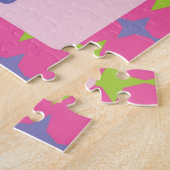 Retro Rosa, Lila und grüner Roboter mit Stangen Puzzle (Seite)