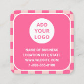 Retro-Rosa-Logo und QR-Code Quadratische Visitenkarte (Vorderseite)