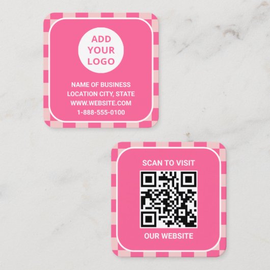 Retro-Rosa-Logo und QR-Code Quadratische Visitenkarte (Vorne/Hinten)