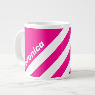 Retro Rosa Lutscher Drei Streifen mit Namen Jumbo-Tasse