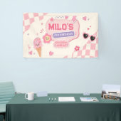 Retro-Rosa Mädchen-Geburtstag Banner (Messeveranstaltung)