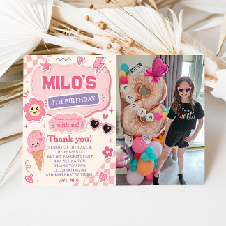 Retro-Rosa Mädchen-Geburtstag Einladung