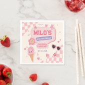 Retro Rosa Mädchen Geburtstag Serviette (Beispiel)