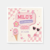 Retro Rosa Mädchen Geburtstag Serviette (Vorderseite)