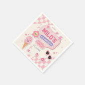 Retro Rosa Mädchen Geburtstag Serviette (Ecke)