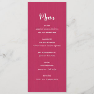 Retro Rosa Magenta Pinstripe Hochzeitsmenü Menükarte