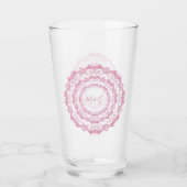 Retro rosa mit BlumenMandala. Monogramm Glas (Vorderseite)