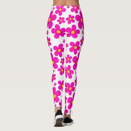 Retro rosa mit Blumenmuster Leggings (Rückseite)