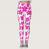 Retro rosa mit Blumenmuster Leggings (Vorderseite)