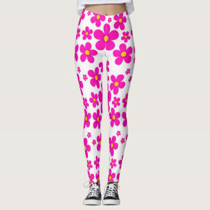 Retro rosa mit Blumenmuster Leggings