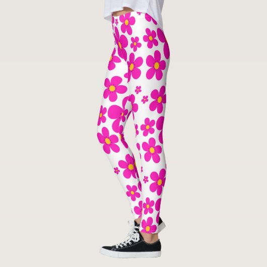 Retro rosa mit Blumenmuster Leggings (Links)
