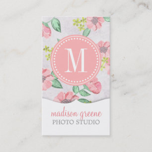 Retro rosa Mit Blumenwatercolor personalisiert Visitenkarte