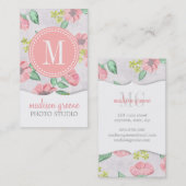 Retro rosa Mit Blumenwatercolor personalisiert Visitenkarte (Vorne/Hinten)