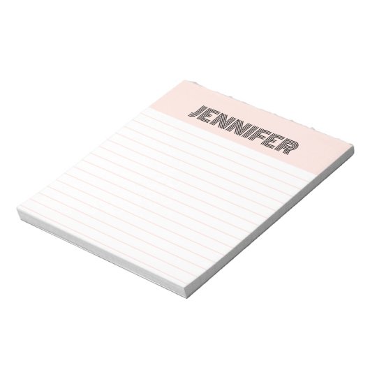 Retro-Rosa mit Personalisierten Linien Notizblock (Rotiert)