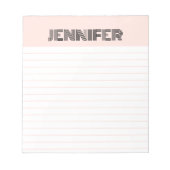 Retro-Rosa mit Personalisierten Linien Notizblock (Vorderseite)