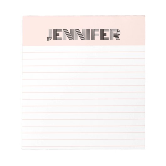 Retro-Rosa mit Personalisierten Linien Notizblock (Vorderseite)