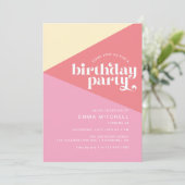 Retro-Rosa | Moderne Mädchen jeder Altersstufe Geb Einladung (Stehend Vorderseite)