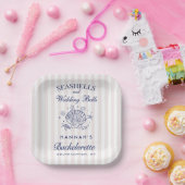 Retro Rosa Muscheln & Hochzeitsglocken Junggeselli Pappteller (Party)