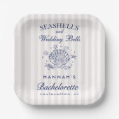 Retro Rosa Muscheln & Hochzeitsglocken Junggeselli Pappteller (Vorderseite)