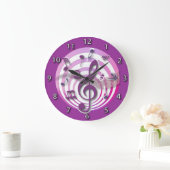 Retro Rosa-musikalische Anmerkungen des Effekt-3D Große Wanduhr (Zuhause)