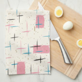 Retro rosa Muster-atomarGeschirrtuch Geschirrtuch (Viertel Falte)